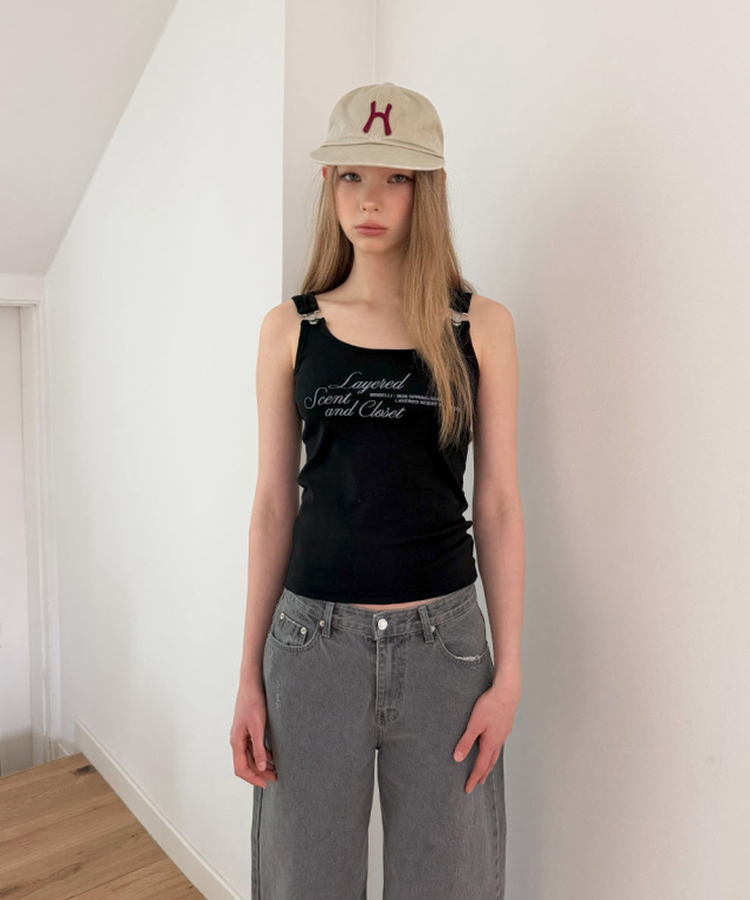 バックルストラップスリムタンク BLACK