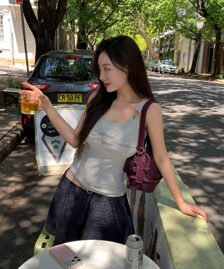 バックルストラップスリムタンク GREY