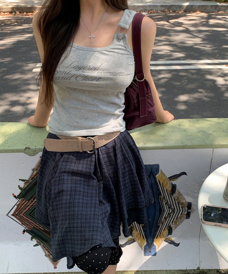 バックルストラップスリムタンク GREY