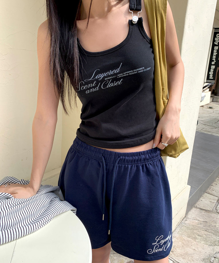 バックルストラップスリムタンク BLACK