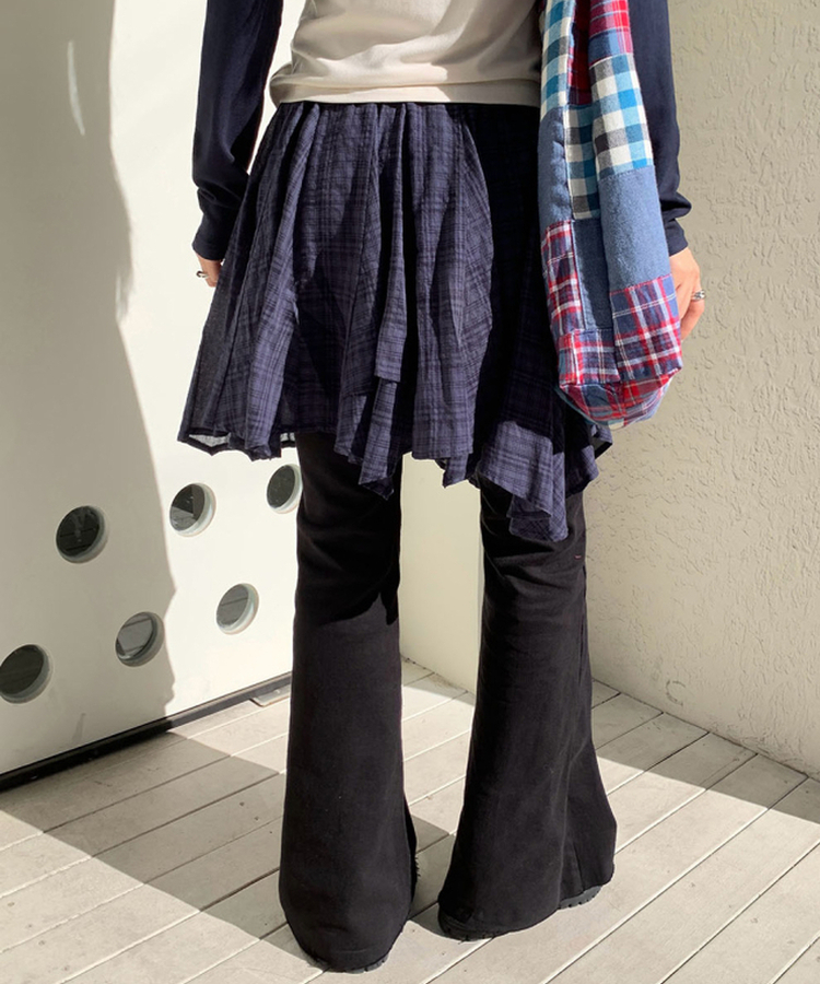 フリルチェックスカート NAVY