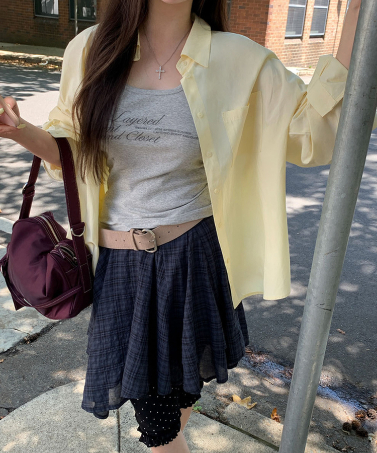 フリルチェックスカート NAVY