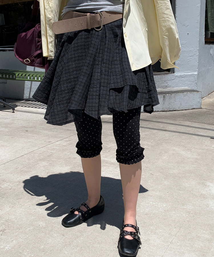 フリルチェックスカート NAVY