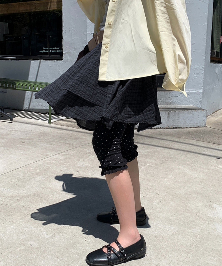 フリルチェックスカート NAVY