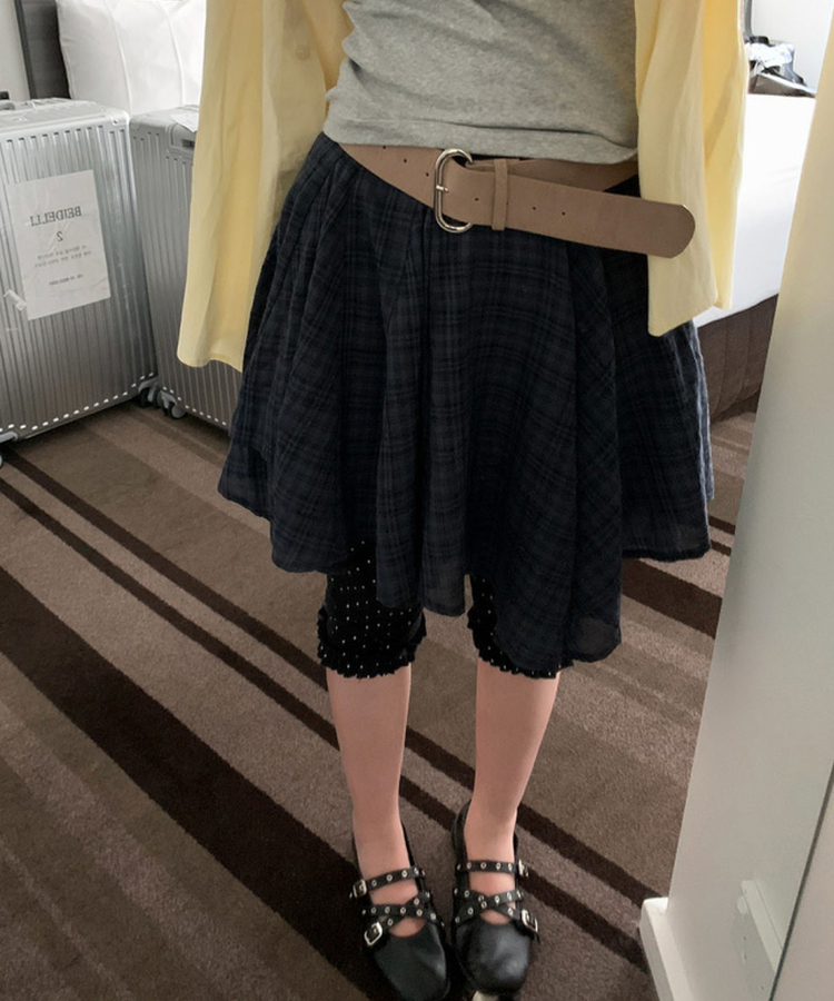 フリルチェックスカート NAVY