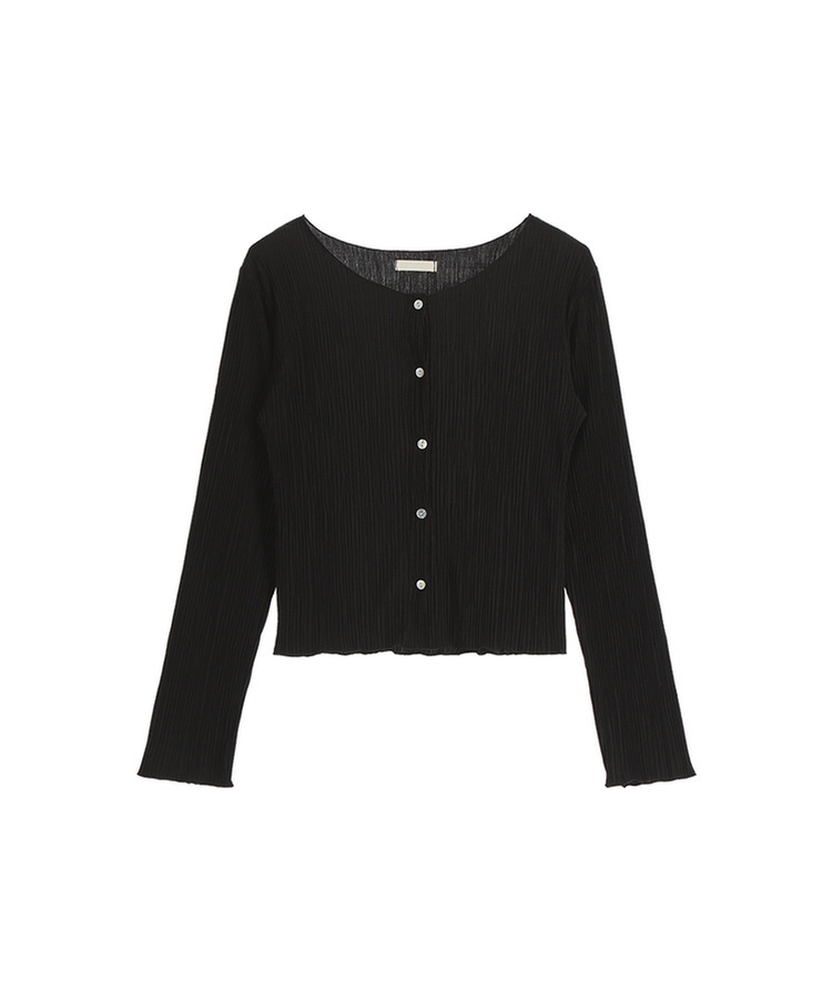 (軽く羽織りやすい／華奢フィット)   プリーツ スリム ボタン 長袖 カーディガン