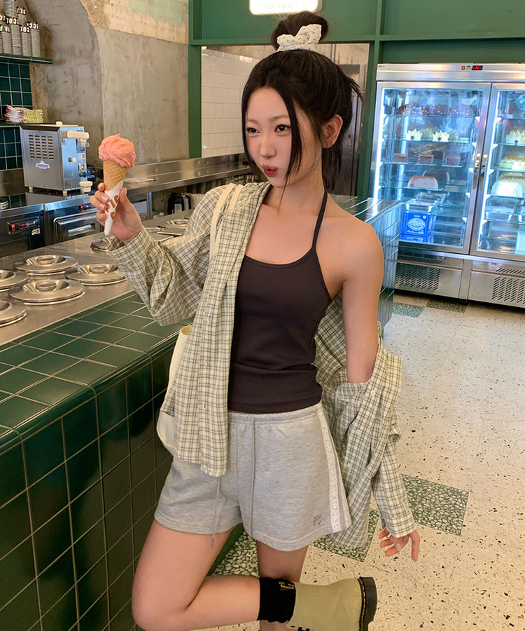 チェックオーバーフィットシャツ GREEN