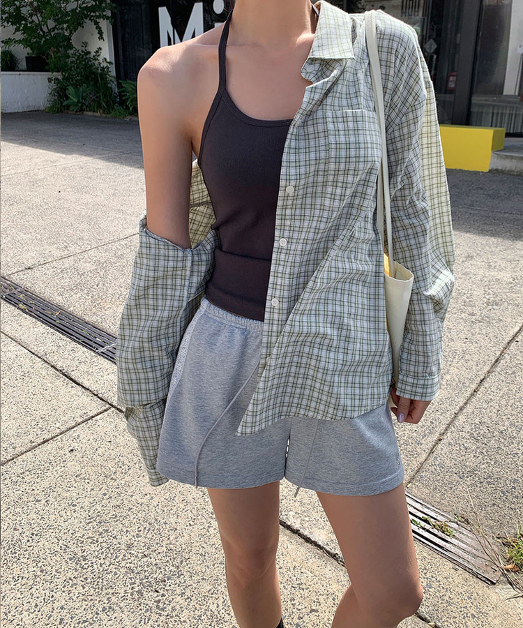 チェックオーバーフィットシャツ GREEN