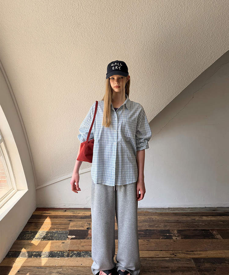 チェックオーバーフィットシャツ SKY BLUE