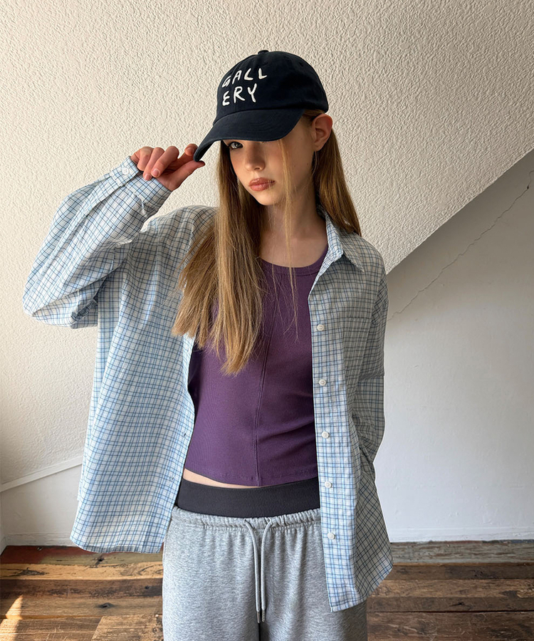 チェックオーバーフィットシャツ SKY BLUE