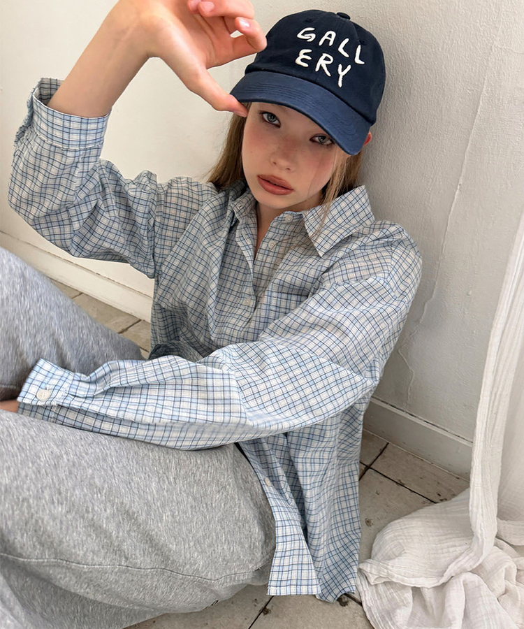 チェックオーバーフィットシャツ SKY BLUE