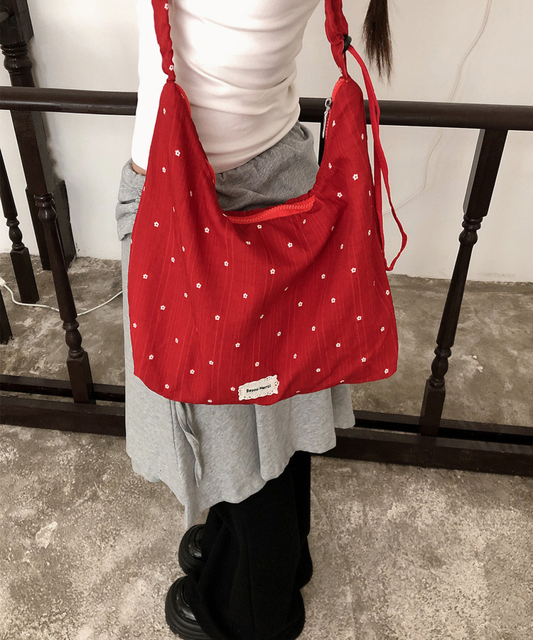 パッチストリングクロスショルダーバッグ(6color) red