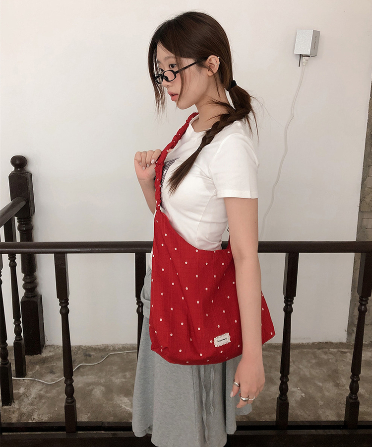 パッチストリングクロスショルダーバッグ(6color) red