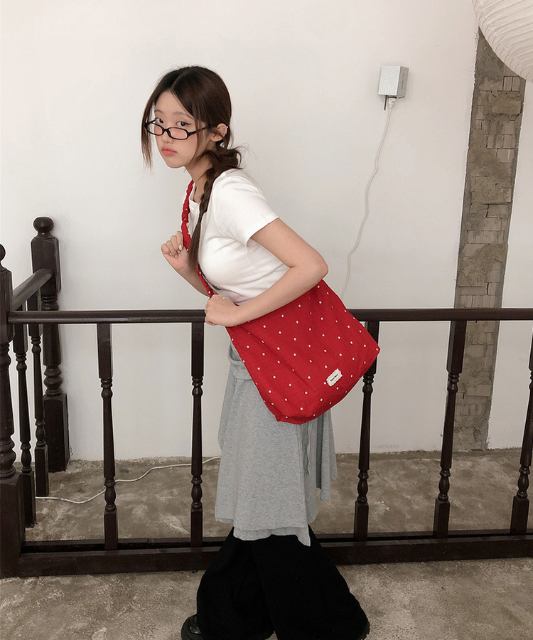 パッチストリングクロスショルダーバッグ(6color) red