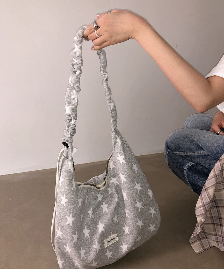 パッチストリングクロスショルダーバッグ(6color) GREY