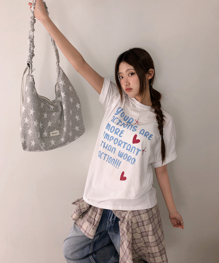 パッチストリングクロスショルダーバッグ(6color) GREY