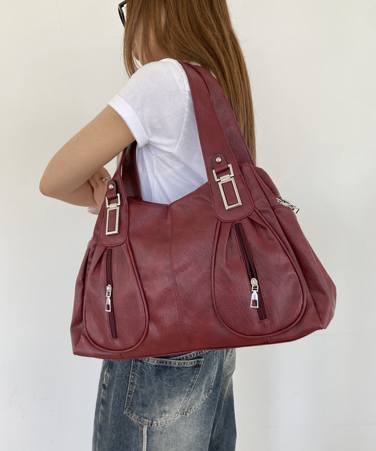 ビンテージレザーショルダーバッグ(7color) RED