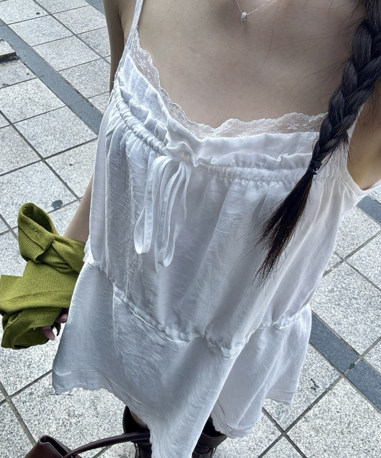 레이스 뷔스티에 나시 원피스 아이보리