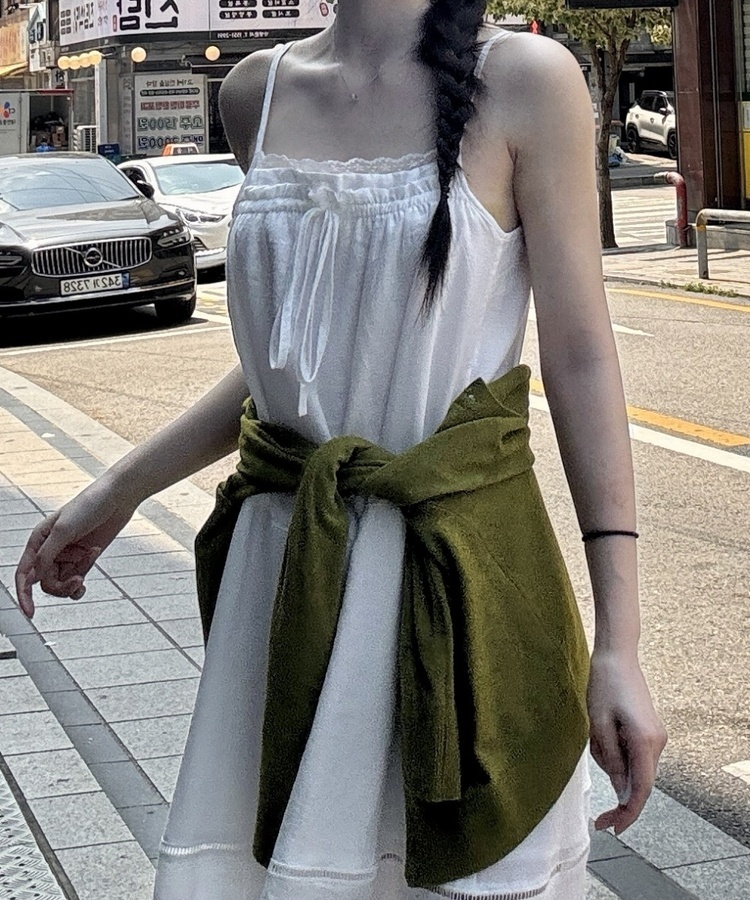 레이스 뷔스티에 나시 원피스 아이보리