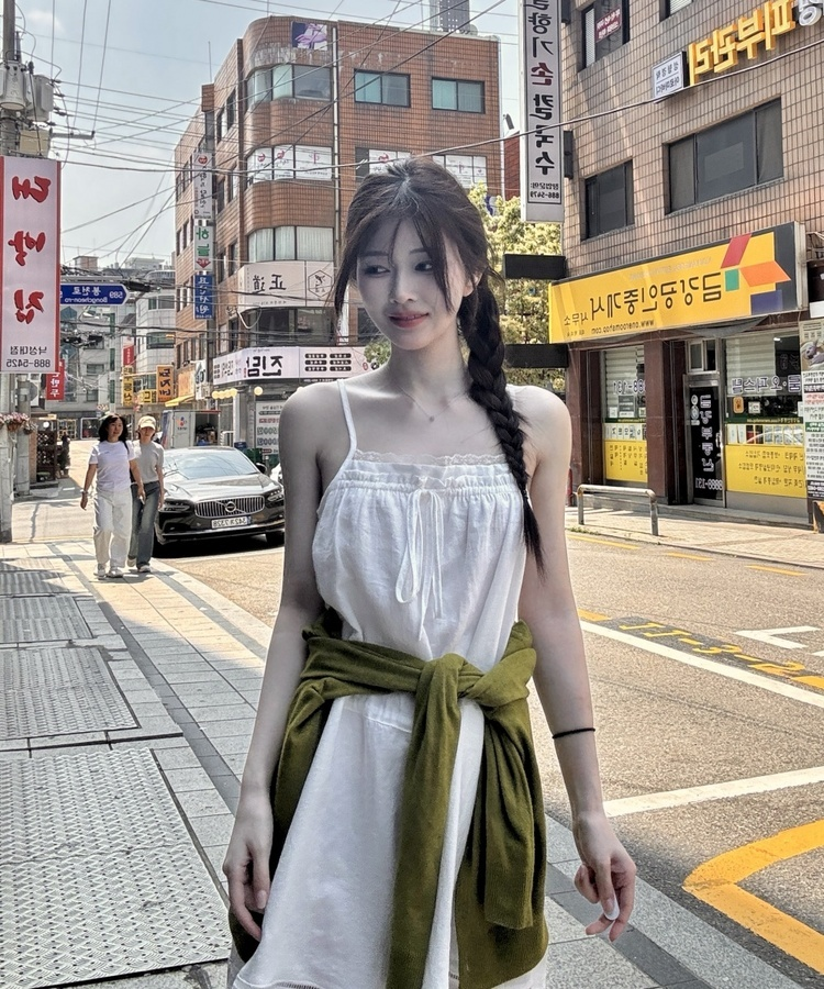 레이스 뷔스티에 나시 원피스 아이보리