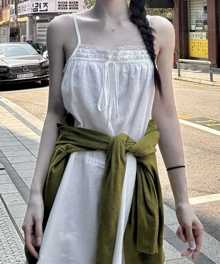 레이스 뷔스티에 나시 원피스 아이보리