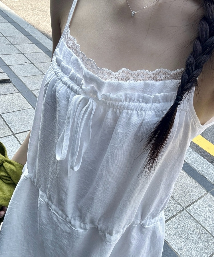 레이스 뷔스티에 나시 원피스 아이보리