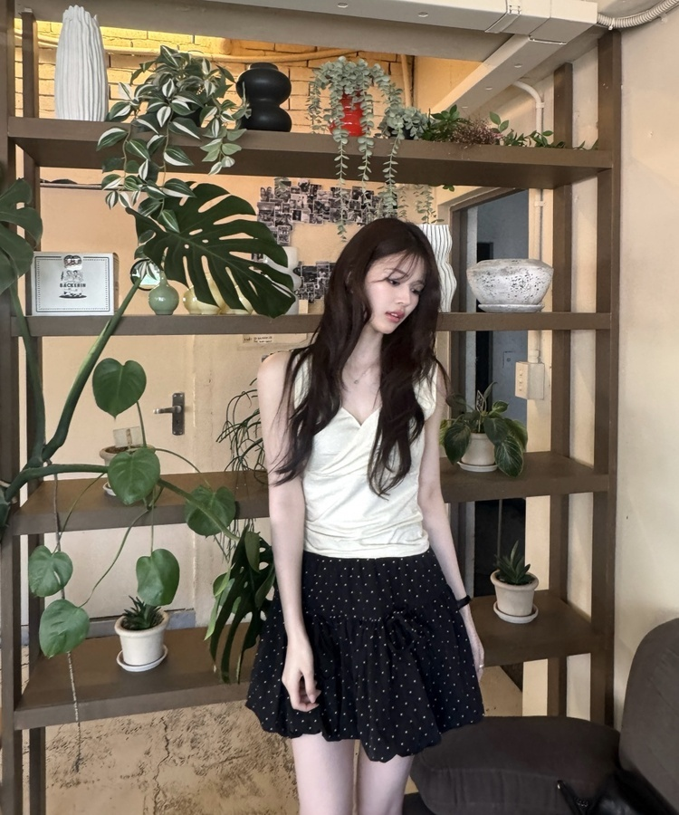 도트 리본 호박 스커트 블랙