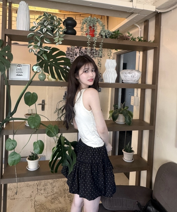 도트 리본 호박 스커트 블랙