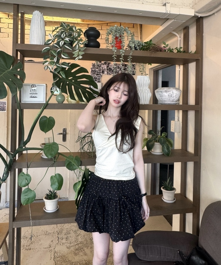 도트 리본 호박 스커트 블랙