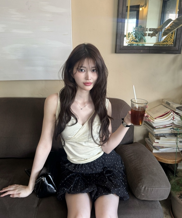 도트 리본 호박 스커트 블랙