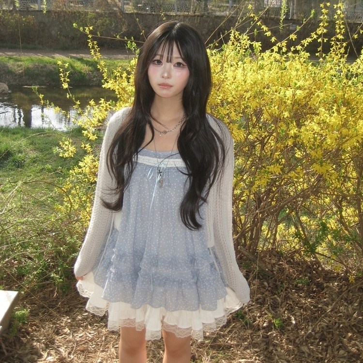 シフォンブラウスミニワンピース SKY BLUE