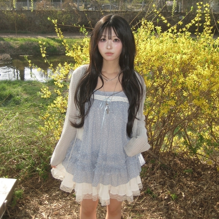 シフォンブラウスミニワンピース SKY BLUE