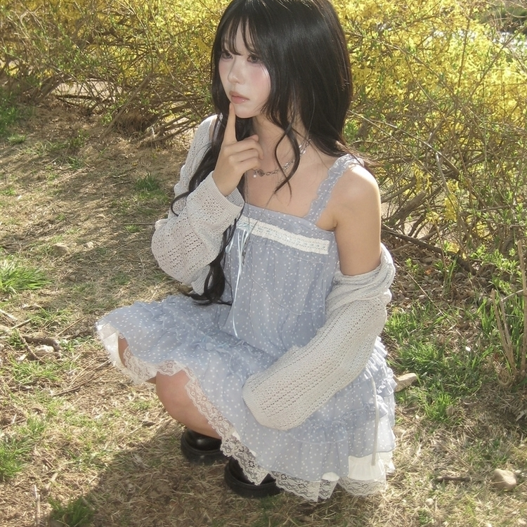 シフォンブラウスミニワンピース SKY BLUE