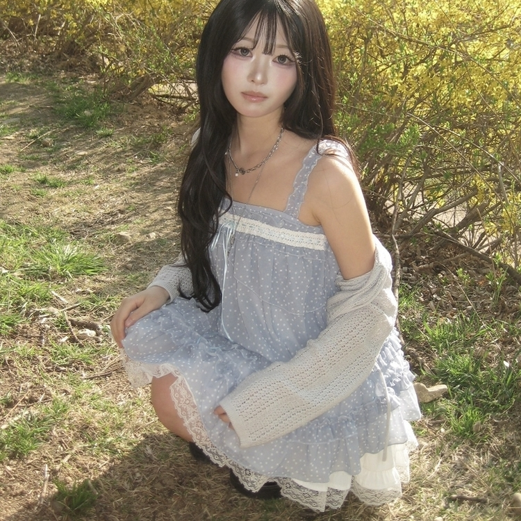 シフォンブラウスミニワンピース SKY BLUE