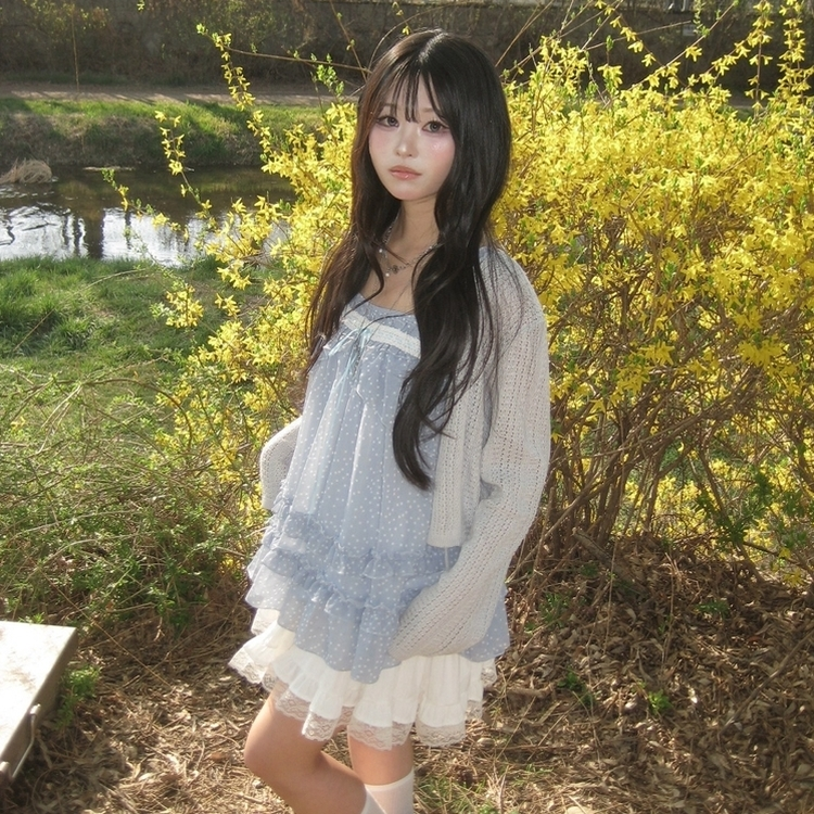 シフォンブラウスミニワンピース SKY BLUE