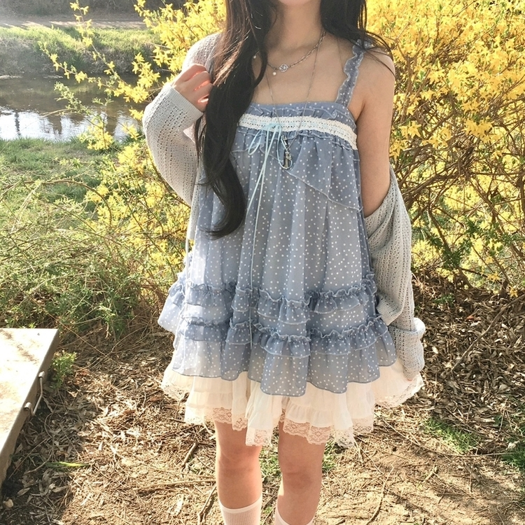 シフォンブラウスミニワンピース SKY BLUE