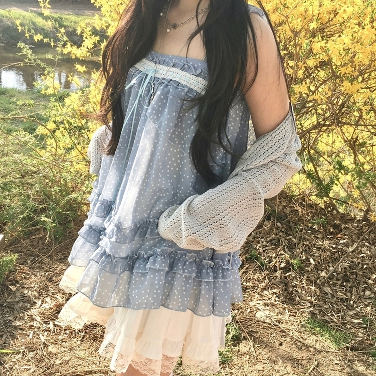 シフォンブラウスミニワンピース SKY BLUE