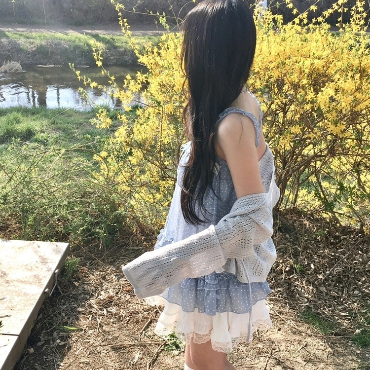 シフォンブラウスミニワンピース SKY BLUE