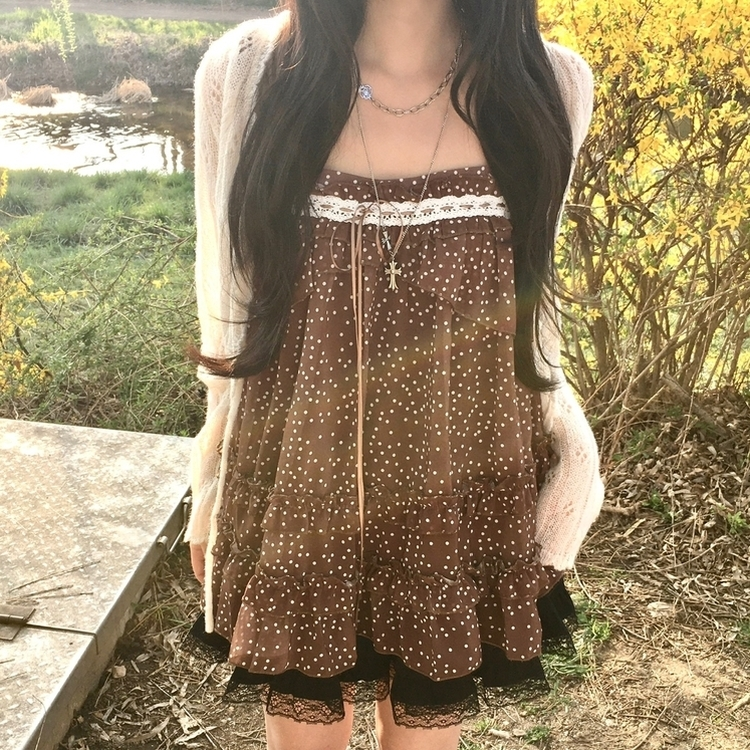 シフォンブラウスミニワンピース CHESTNUT BROWN