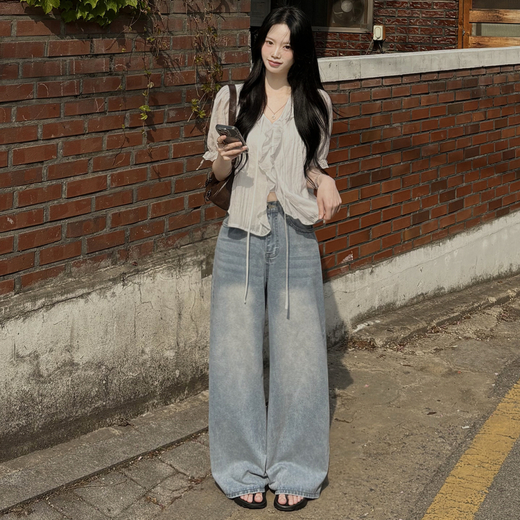 【丈別】人生ワイドビンテージデニムパンツ LIGHT BLUE