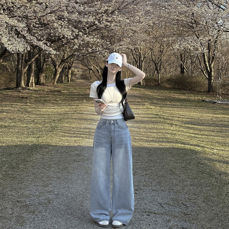 【丈別】人生ワイドビンテージデニムパンツ LIGHT BLUE