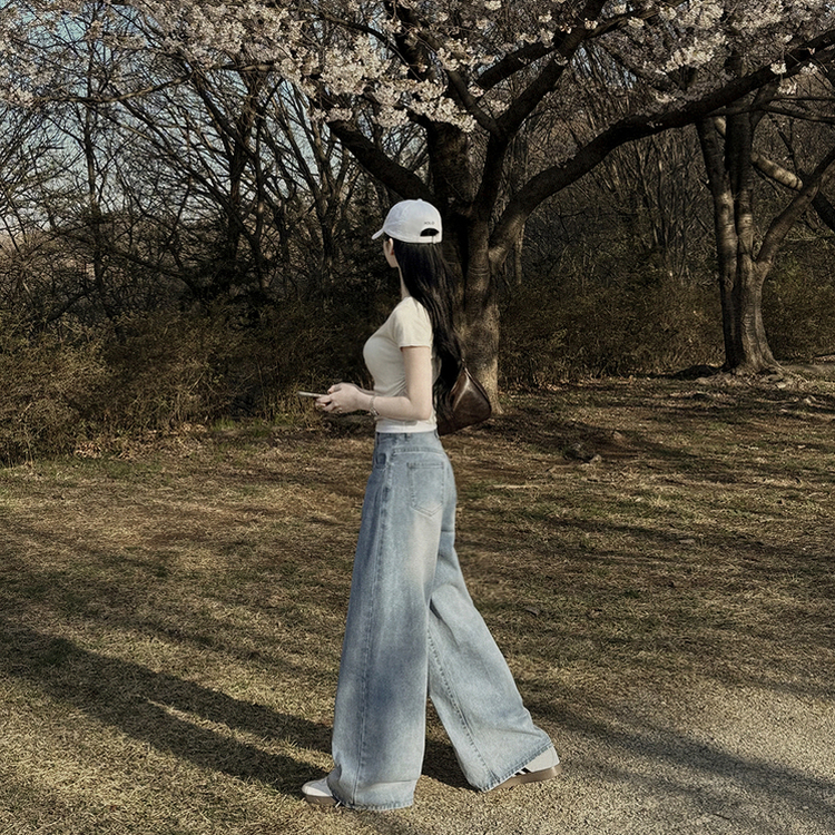 【丈別】人生ワイドビンテージデニムパンツ LIGHT BLUE