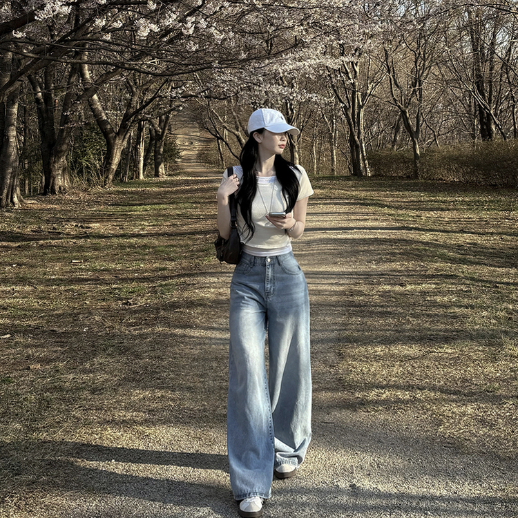 【丈別】人生ワイドビンテージデニムパンツ LIGHT BLUE