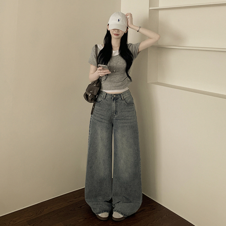 【丈別】人生ワイドビンテージデニムパンツ GREY