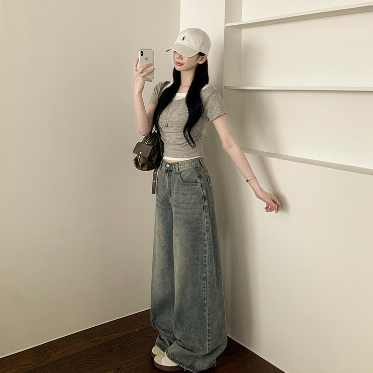 【丈別】人生ワイドビンテージデニムパンツ GREY