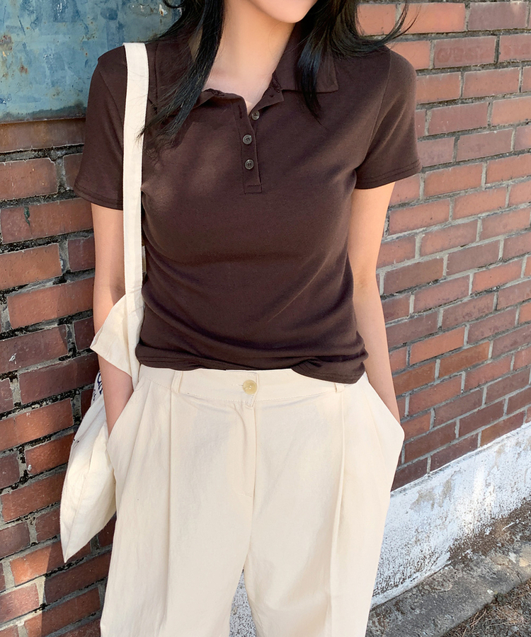 ベーシックカラー半袖Tシャツ(5color) BROWN