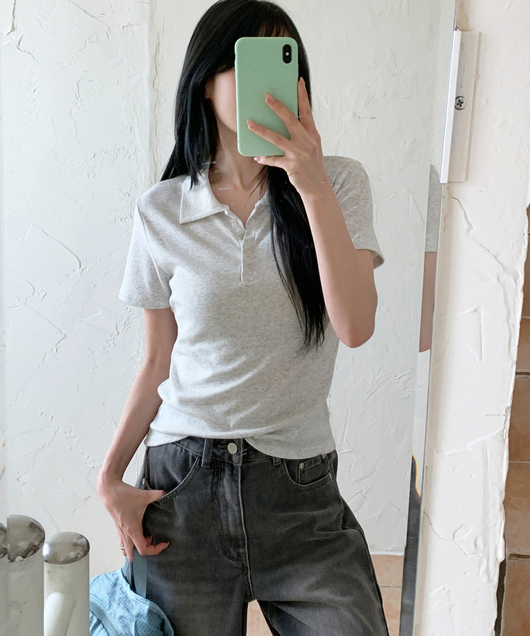 ベーシックカラー半袖Tシャツ(5color) WHITE MELANGE