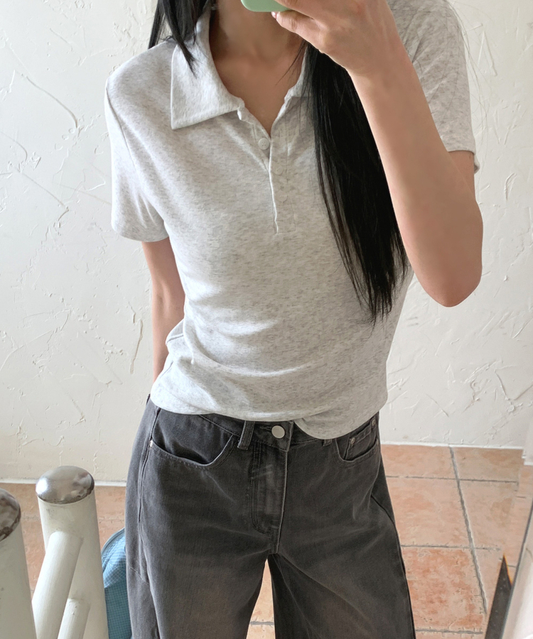 ベーシックカラー半袖Tシャツ(5color) WHITE MELANGE