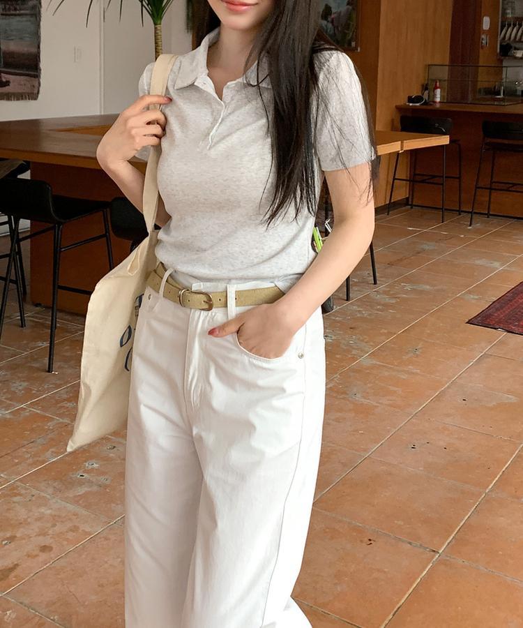 ベーシックカラー半袖Tシャツ(5color) WHITE MELANGE