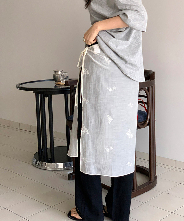 刺繡レイヤードラップスカート CREAM